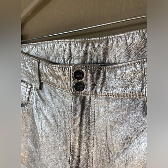 The Mighty Company The Queensway Lamb Leather Silver Pants Straight Leg Size 12 - Picture 11 of 13